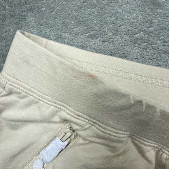 NEW *flaw* Beige Cropped Elastic Waist Womens Pants With Zipper Pockets a1513 - Picture 6 of 10